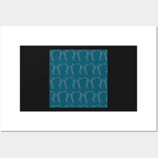 Boxing Hares - Deep Teal Posters and Art